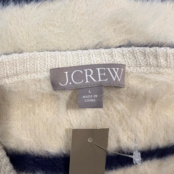 J. Crew Sweater Lady Jacket in Striped Brushed Yarn Nautical White and Navy (L) - Picture 11 of 14